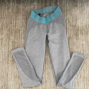 Grey and baby blue Gymshark leggings